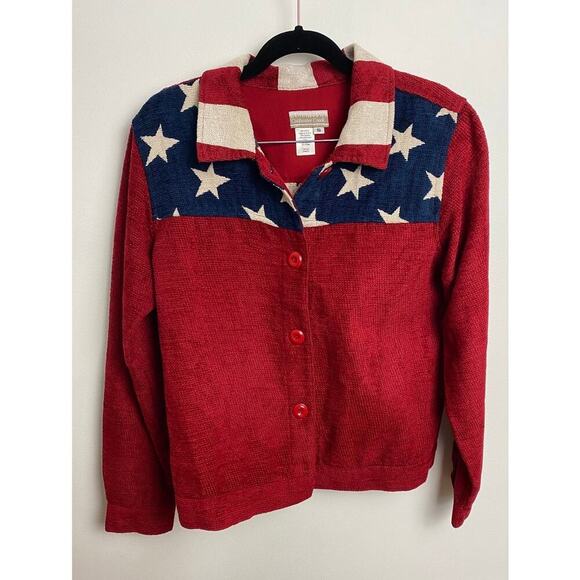 Coldwater Creek Stars & Stripes Shacket Jacket July 4 Patriotic - Size Small - Picture 2 of 9